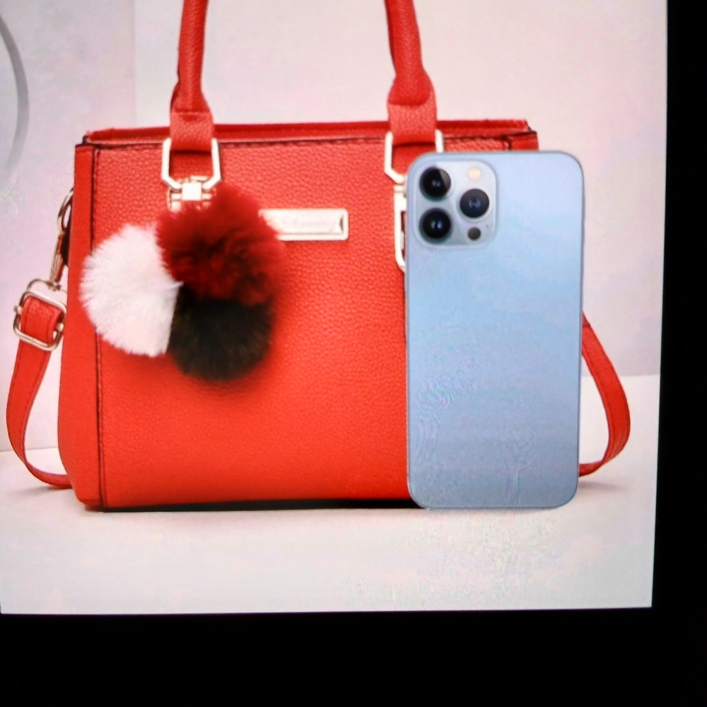 Red shoulder handbag